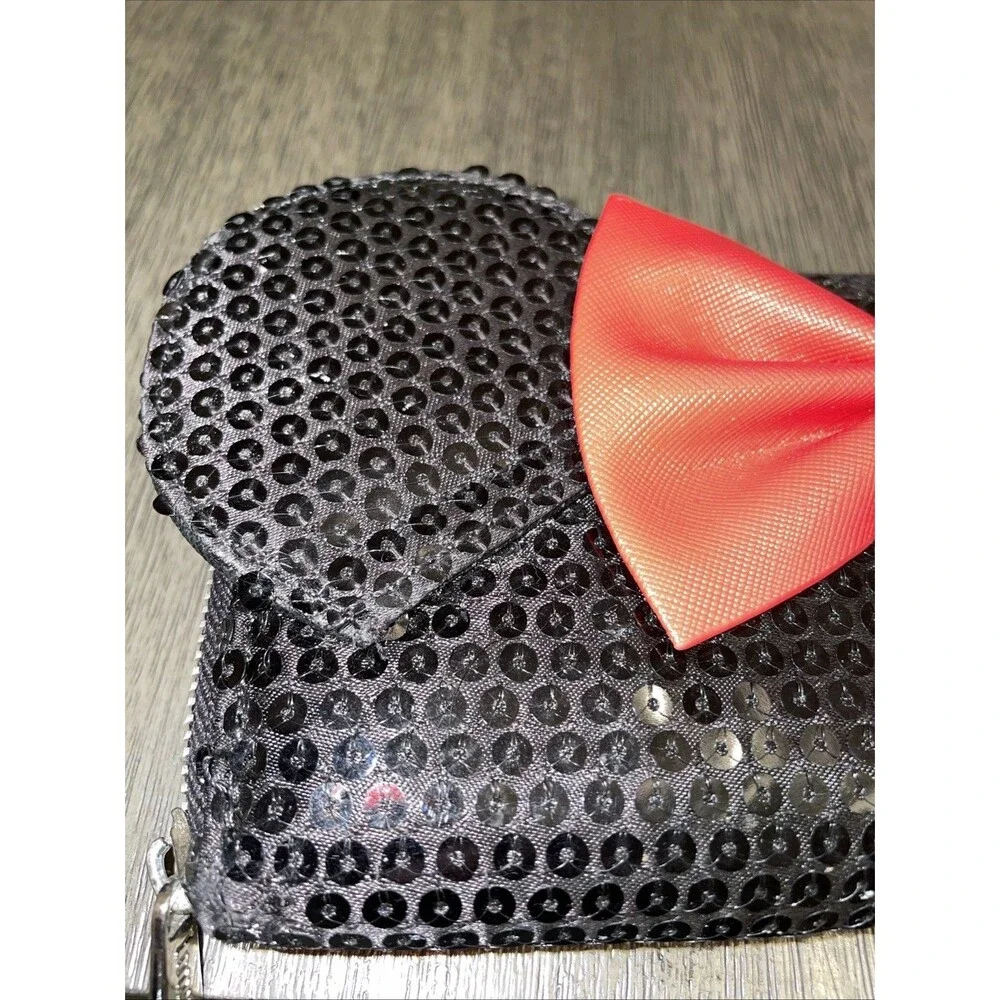 Loungefly x Disney Sequined Minnie Mouse Ears - Red Leather Bow - Wallet